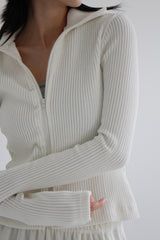 ベルベットリブジップアップ/Velvet Ribbed Zip Up [ Ivory ]
