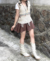 モリガールリネンバンディングパンツスカート / Morigirl linen banding pantskirt