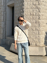 ローワーツイストセミジップアップニットウェア / Lower Twisted Semi-Zip-Up Knitwear (4 colors)