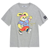 WITTY BUNNY LOOSE FIT GRAPHIC T-SHIRT [MELANGE GRAY]