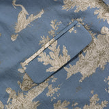 プリントリネンブレンドショートスリーブジャケット/[UNISEX] Printed Linen-Blend Short-Sleeved Jacket (Blue)