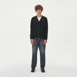 LAMBSWOOL V NECK CARDIGAN_BLACK (6612827209846)
