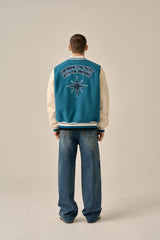QUILTING POINT VARSITY JACKET - BLUE