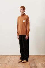 キルシーミドルチェリーハイネックニット／UNI MIDDLE WHITE CHERRY ROUND KNIT SHIRT KA [BROWN] (6597396267126)