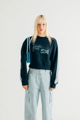 バッグクロップスウェットシャツ / NAVY BAG CROP SWEATSHIRT (fleece)