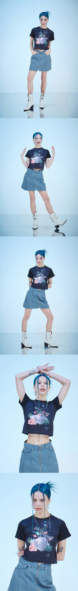 アクアリウムクロップTシャツ / AQUARIUM CROP T-SHIRTS(BK)