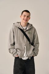 BOTTOM LESS HOOD ZIP-UP - GRAY
