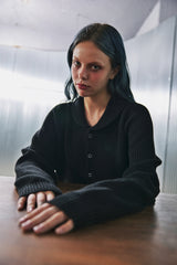 ROUND-COLLAR 7G KNIT CARDIGAN (Black) / ラウンドカラーニットカーディガン