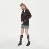 FLOWER JAQUARD KNIT CARDIGAN_BLACK (6610814763126)