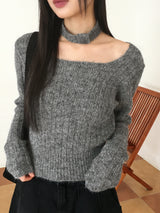 Rucle Choker Set Wool Square Neck Ribbed Knit