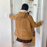 Tama loose-fit hoodie wool suede coat