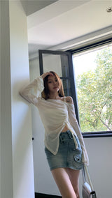 Belua off-shoulder long-sleeved tee