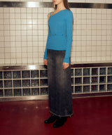 デニムパネルロングスカート / DENIM PANELLED LONG SKIRT (BLACK)