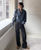 （UNISEX）グリッツボタンクロップレザーブルゾン