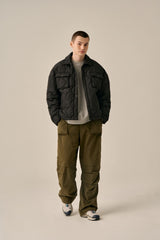 QUILTING SHIRT JACKET - BLACK