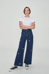 ワイドフィットハートシェイプ刺繍ジーンズ/CLASS:y  SEONYOU, LAPILLUS HAEUN, STAYC J, JOYURI WORN WIDE FIT HEART SHAPE EMBROIDERY JEAN [6887]