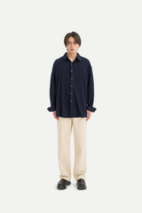ツイステッドカラーカーディガンシャツ/Twisted collar cardigan shirt S111 Cosmos Navy