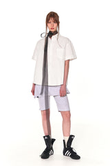BIKER LAP SKIRT SHORTS (MELANGE WHITE)