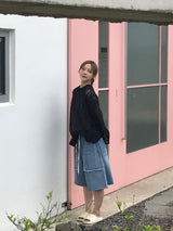 Slush denim half pants