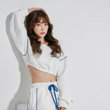 Oversize Line Point Crop Sweat shirt White (6600739094646)