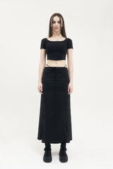 クロップドロゴTシャツ / [Seow] Croped logo T-shirts, black