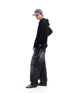 NET KNIT HOOD ZIP-UP (BLACK)