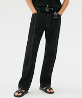 WASHING STITCH DENIM PANTS (BLACK) (6585489391734)