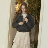 Shirring Short Windbreaker (Black) (6681246171254)