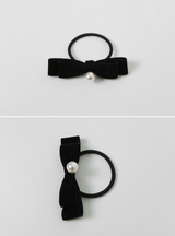 Velvet Ribbon Pearl Hair Tie