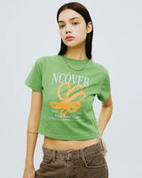 ペインティングフラワークロップTシャツ/PAINTING FLOWER CROP TSHIRT-KHAKI