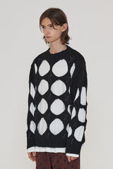HOLE ARGYLE ROUND KNIT / BLACK (6600196751478)