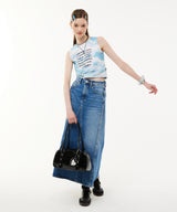 ダブルハートスリーブレスクロップトップ / Double Heart Sleeveless Crop Top _ Blue