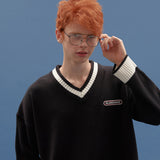 BASIC V NECK  KNIT SWEATER_BLACK (6610795430006)