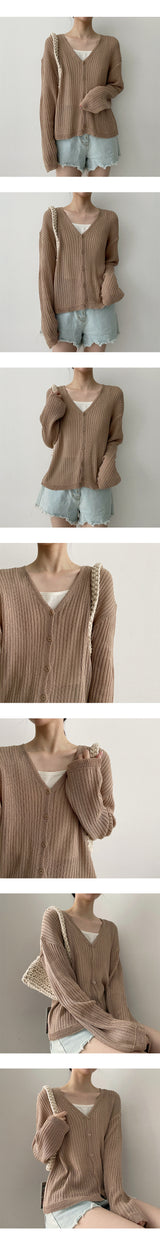 ペッパーリネンリブドニットカーディガン / Pepper Linen Ribbed Knit Cardigan