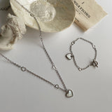 ハートチェーンマザーオブパールネックレス/hhr Heart chain mother-of-pearl necklace