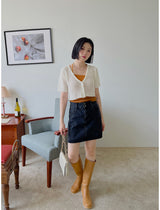 2ボタンデニムスカート / two-button black denim skirt