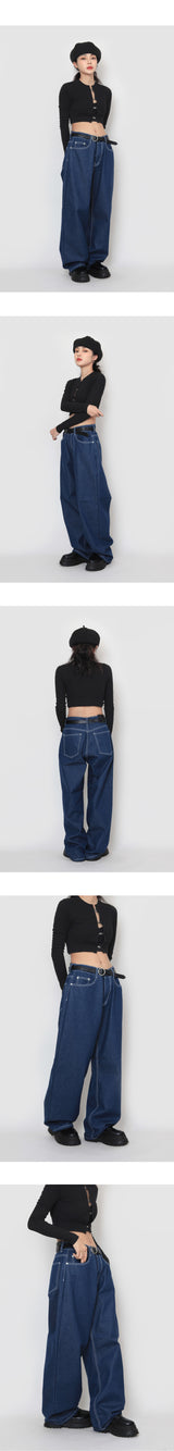 ステッチワイドデニムパンツ / Stitch Wide Denim Pants