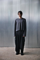 VINTAGE P. DYEING CUT-OUT CROP-TEE (Charcoal) / ビンテージダイングアウトクロップT