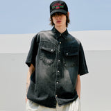 ウォッシュドデニムウェスタンシャツ / WASHED DENIM WESTERN SHIRT BLACK