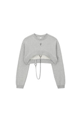 0 4 chain crop sweat shirt - GREY (6601587753078)