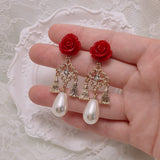 ローズシャンデリアピアス / Red Rose Chandelier Piercing