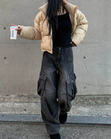 Oval cargo denim pants