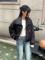 [MADE] Beckin high neck knit color combination balloon aviation jumper