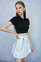 HIDE Collar Button Top (Black) (6570968285302)