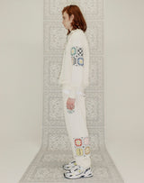 グラニースクエアハーフジップアップスウェット/GRANNY SQUARE HALF ZIP UP SWEATSHIRT CREAM