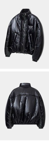 Unisex Zipped Duck Down Padding (Glossy Black)