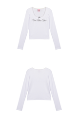 キャットブレスリボン長袖Tシャツ - WHITE