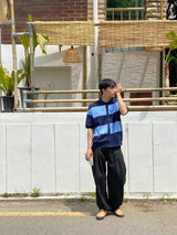ストライプカラーカーディガン/Stripe collar cardigan 3color