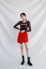 レイヤードロングスリーブメッシュトップ/TOP(6348) Layered Long Sleeve Mesh Tee