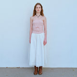 レースヘムフルスカート / LACE HEM FULL SKIRT, WHITE